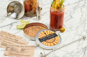 Craft Connections Co Bloody Mary Cocktail Kit features Rokz Bloody Mary Salt tin which is a blend of herbs and spices to rim your cocktail.