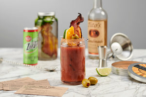 Bloody Mary Cocktail Kit features 16 oz Beer Can Glassware which are perfect for serving Bloody Marys