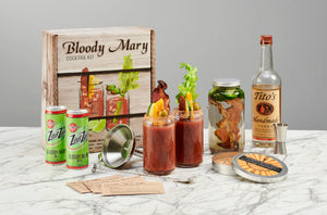 Craft Connections Co Bloody Mary Cocktail Kit makes the perfect gift for any bloody mary lover. Packaged in a nice box, it makes a great gift for someone that has it all.  We recommend Tito's vodka for your Bloody Mary's!
