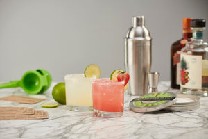 Craft Connections Co Margarita Cocktail Kit includes all the bar tools and recipes to make classic and strawberry margaritas.  Paired with the lime infused rimming salt, these are very tasty cocktails and make a great gift or enjoy yourself.