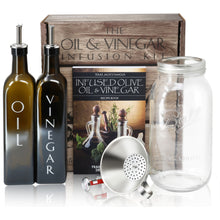 Load image into Gallery viewer, Craft Connections Co Oil and Vinegar Infusion Kit with Oil Bottles and Pourers Large Ball Mason Wide Mouth Jar Stainless Funnel Filter with Strainer Kitchen Thermometer and Recipe and Instruction Book
