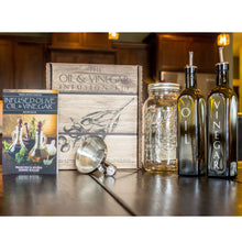 Load image into Gallery viewer, Craft Connections Co Oil and Vinegar Infusion Kit with Oil Bottles and Pourers Large Ball Mason Wide Mouth Jar Stainless Funnel Filter with Strainer Kitchen Thermometer and Recipe and Instruction Book Add Amazing Flavor to Salads, Pasta Dishes or Fresh Baked Bread
